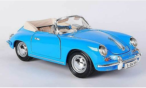 Porsche 356 1961 1/18 Burago B Cabriolet blauw modelauto