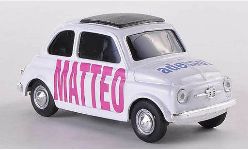 Fiat 500 B 1/43 Brumm MATTEO adesso wit modelauto