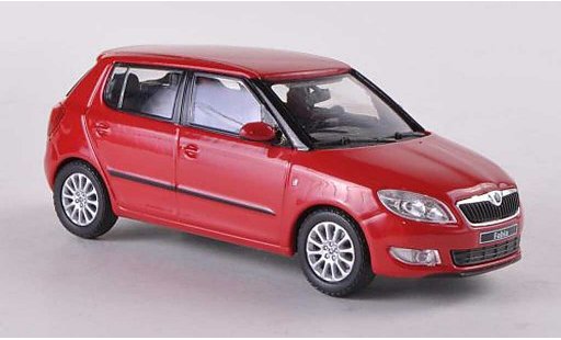 Skoda Fabia II 1/43 Abrex rood Facelift 2010 modelauto