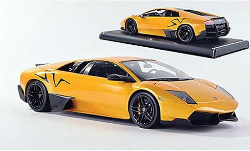 Lamborghini Murcielago LP670 1/18 MR Collection SV Fixed Wing geel/mat zwart modelauto