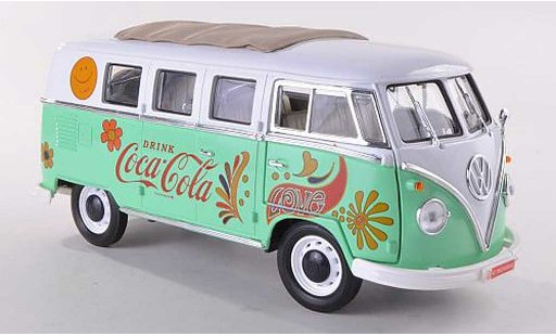 Volkswagen T1 B 1/18 Motor City Classics Samba Coca-Cola wit/groen 1962 modelauto