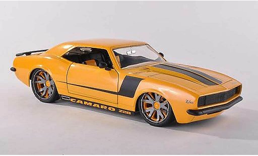 Chevrolet Camaro Z28 1/18 Jada Toys geel avec zwartem strepen 1968 modelauto