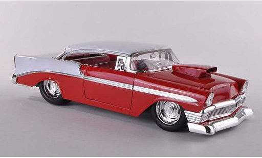 Chevrolet Bel Air Coupe 1/18 Jada Toys 1956 Hardtop rood/wit modelauto
