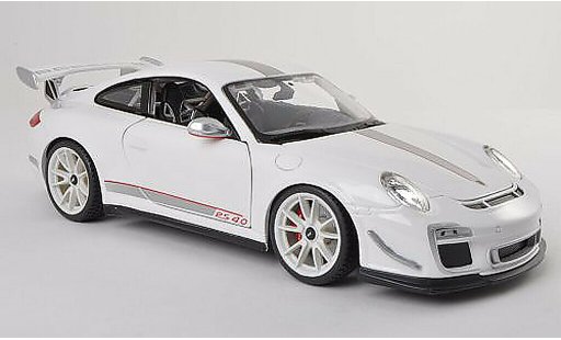 Porsche 911 GT3 RS 1/18 Burago 2011 4.0 wit/grijs modelauto
