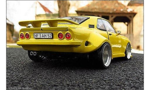 Opel Manta A 1/18 Norev geel kit carrosserie sur mesure jantes en nid d'abeilles modelauto