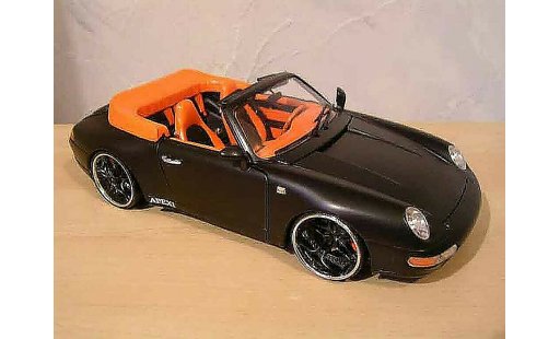 Porsche 911 S 1/18 Burago Cabriolet Carrera zwart modelauto