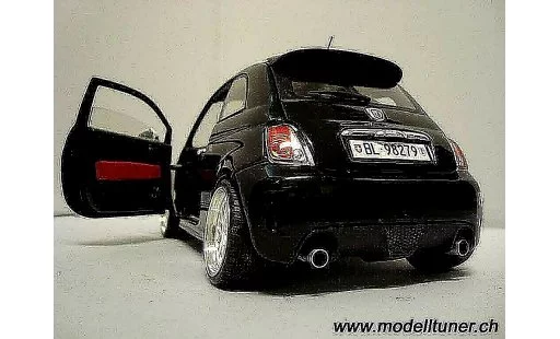 Fiat 500 Abarth 1/18 Mondo Motors zwart 2007 modelauto