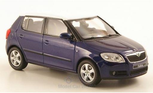 Modelauto Skoda Fabia Base II metallic blauw/wit 2006 1/43 Abrex