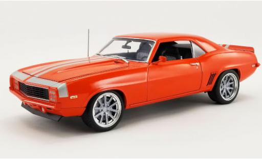 Modelauto Chevrolet Camaro tuning Restomod oranje/grijs 1969 1/18 ACME