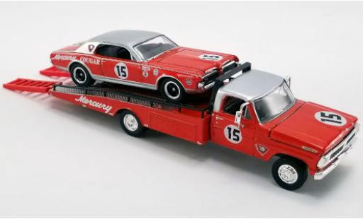 Modelauto Ford F-350 Ramp Truck Mercury 1970 met 1967 Mercury Trans Am Cougar en Auffahrrampen No.15 Parnelli Jones Team Cougar 1/64 ACME