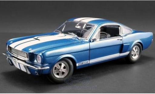 Modelauto Ford Mustang Shelby GT350 Supercharged metallic blauw/wit 1966 1/18 ACME