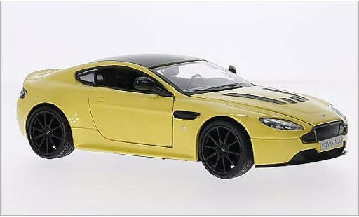 Aston Martin V12 Vantage s 1/24 Motormax Vantage metallic geel/zwart modelauto