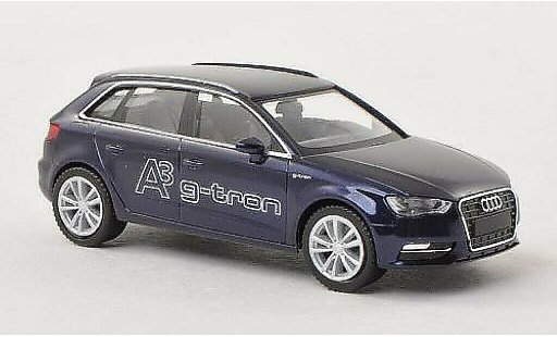 Audi A3 sportback 1/87 Herpa g-tron blauw modelauto