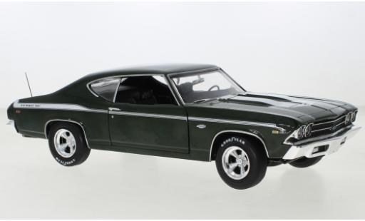 Modelauto Chevrolet Chevelle tuning Yenko metallic groen/wit 1969 1/18 Auto World