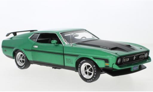 Modelauto Ford Mustang Mach 1 metallic groen/mat-zwart 1971 1/18 Auto World