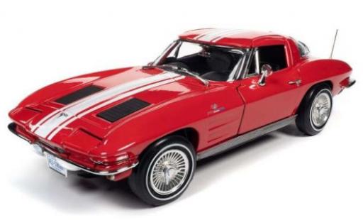 Modelauto Chevrolet Corvette Z06 Stingray rood/wit 1963 1/18 Auto World