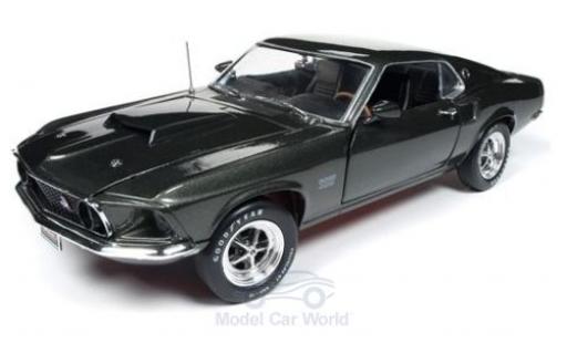 Modelauto Ford Mustang Boss 429 metallic groen 1969 1/18 Auto World
