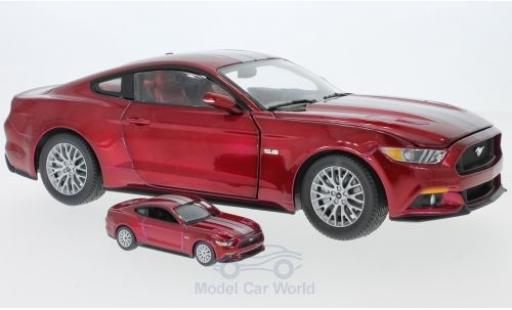 Modelauto Ford Mustang GT metallic rood/grijs 2017 plus Modell in 1/64 Auto World