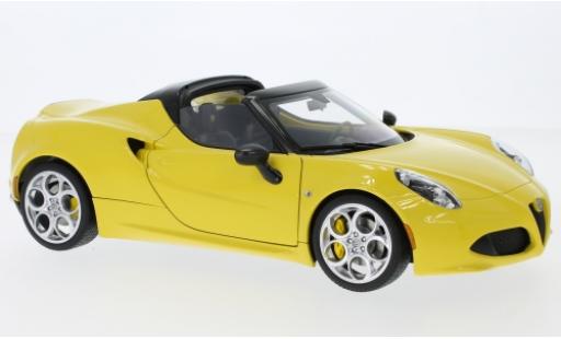 Modelauto Alfa Romeo 4C spider geel 2015 1/18 AUTOart