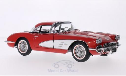 Modelauto Chevrolet Corvette Convertible (C1) rood/wit 1958 Hardtop liegt bei 1/18 AUTOart
