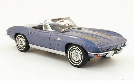 Modelauto Chevrolet Corvette Convertible Cabriolet metallic blauw 1963 1/18 AUTOart