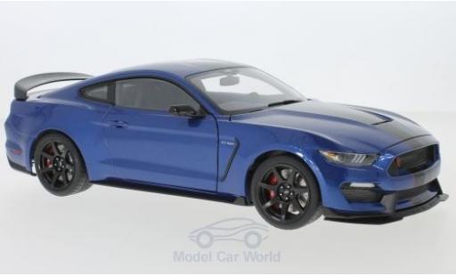 Modelauto Ford Mustang Shelby GT350 GT-350R metallic blauw/zwart 2017 1/18 AUTOart