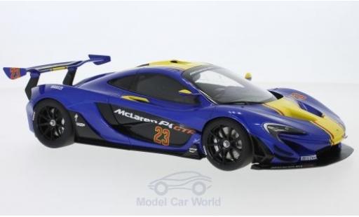Modelauto McLaren P1 GTR metallic blauw/geel 2015 1/18 AUTOart