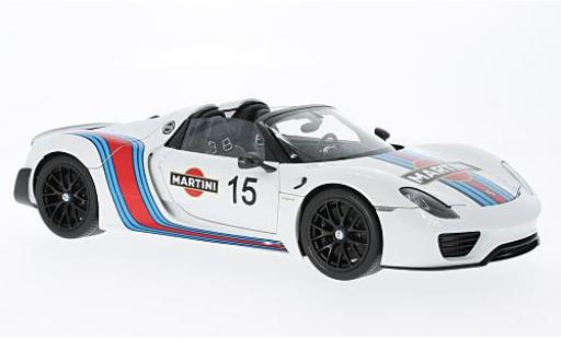 Modelauto Porsche 918 Weissach Package Spyder wit Martini 2013 1/18 AUTOart