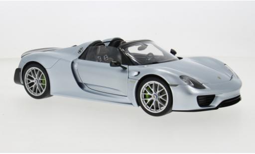 Modelauto Porsche 918 Weissach Package Spyder blauw 1/18 AUTOart
