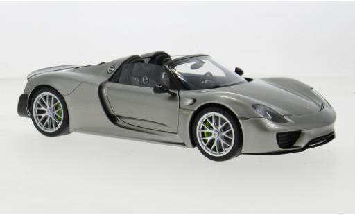 Modelauto Porsche 918 Weissach Package Spyder grijs 1/18 AUTOart