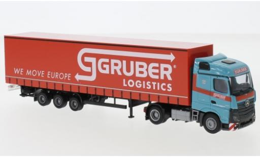 Modelauto Mercedes Actros Streamspace 5 /Aerop. Gruber Logistics camion avec bache 1/87 AWM
