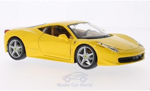 Modelauto Ferrari 458 Italia geel 1/24 Burago