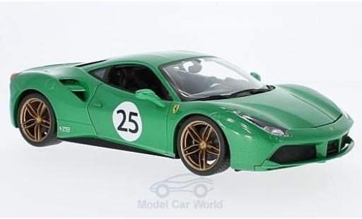 Modelauto Ferrari 488 GTB metallic groen The Green Jewel 70 Jahre 1/18 Burago