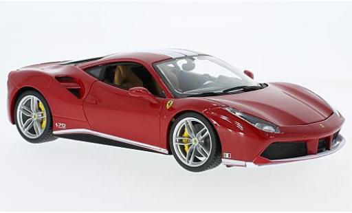 Modelauto Ferrari 488 GTB rood/wit The Schumacher 70 ann&Atilde;&copy;es 1/18 Burago