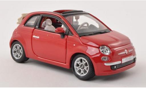 Modelauto Fiat 500C Cabrio C rood kap ougroen 1/24 Burago