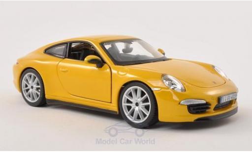 Modelauto Porsche 911 S Carrera geel 1/24 Burago