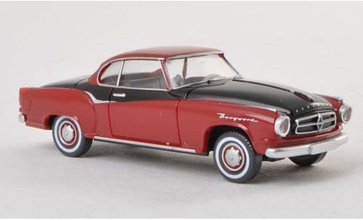 Borgward Isabella coupe 1/87 Wiking rood/zwart modelauto