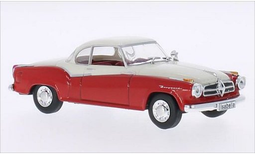 Borgward Isabella coupe 1/43 WhiteBox rood/mat-wit 1957 modelauto