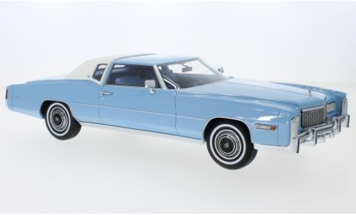 Modelauto Cadillac Eldorado Coupe metallic blauw/wit 1976 1/18 BoS Models