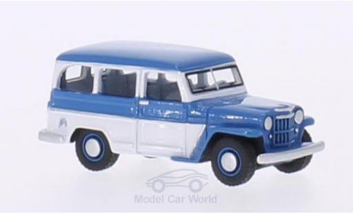 Modelauto Jeep Willys Station Wagon blauw/wit 1954 1/87 BoS Models