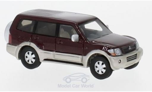 Modelauto Mitsubishi Pajero Base metallic rood 2003 1/87 BoS Models