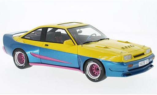 Modelauto Opel Manta B Mattig B matig geel/blauw 1991 avec Glashubdak 1/18 BoS Models