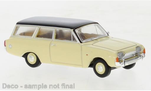 Modelauto Ford Taunus 17M P3 Turnier beige/grijs 1964 1/87 Brekina