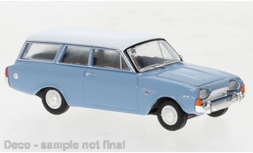 Modelauto Ford Taunus 17M P3 Turnier blauw /wit 1964 1/87 Brekina