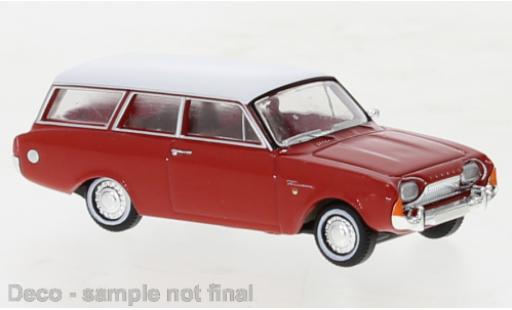 Modelauto Ford Taunus 17M P3 Turnier rood/wit 1964 1/87 Brekina