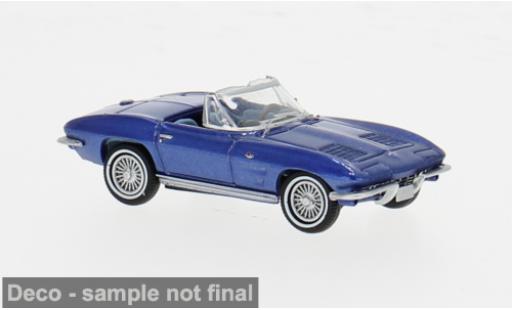 Modelauto Chevrolet Corvette Convertible C2 Cabrio metallic blauw 1962 1/87 Brekina