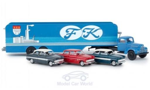 Modelauto Ford FK FK 3500 K&Atilde;&para;ln Autotransport-SZ met 3 12m Modellen 1/87 Brekina
