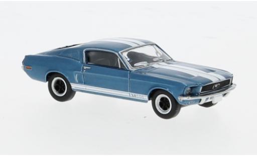 Modelauto Ford Mustang Shelby GT350 GT 350 Fastback metallic blauw/wit 1968 1/87 Brekina