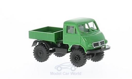 Modelauto Mercedes Unimog 401-404 402 groen/zwart laadbak 1/87 Brekina