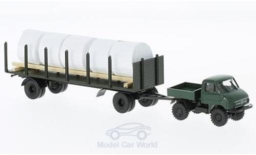Modelauto Mercedes Unimog 406-425 411 met Anh&Atilde;&curren;nger en Ladegut/Heuballen 1/87 Brekina
